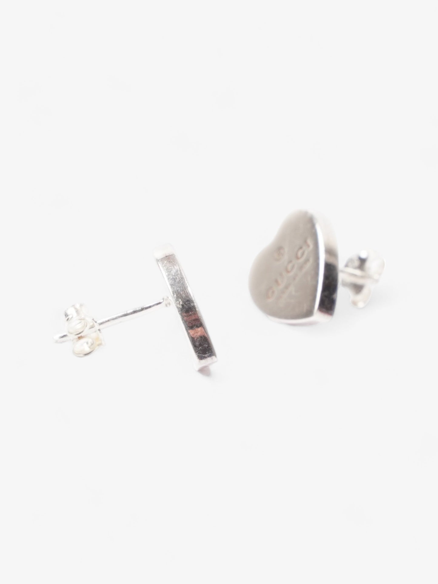 Gucci Heart Stud Earrings Silver Silver Sterling
