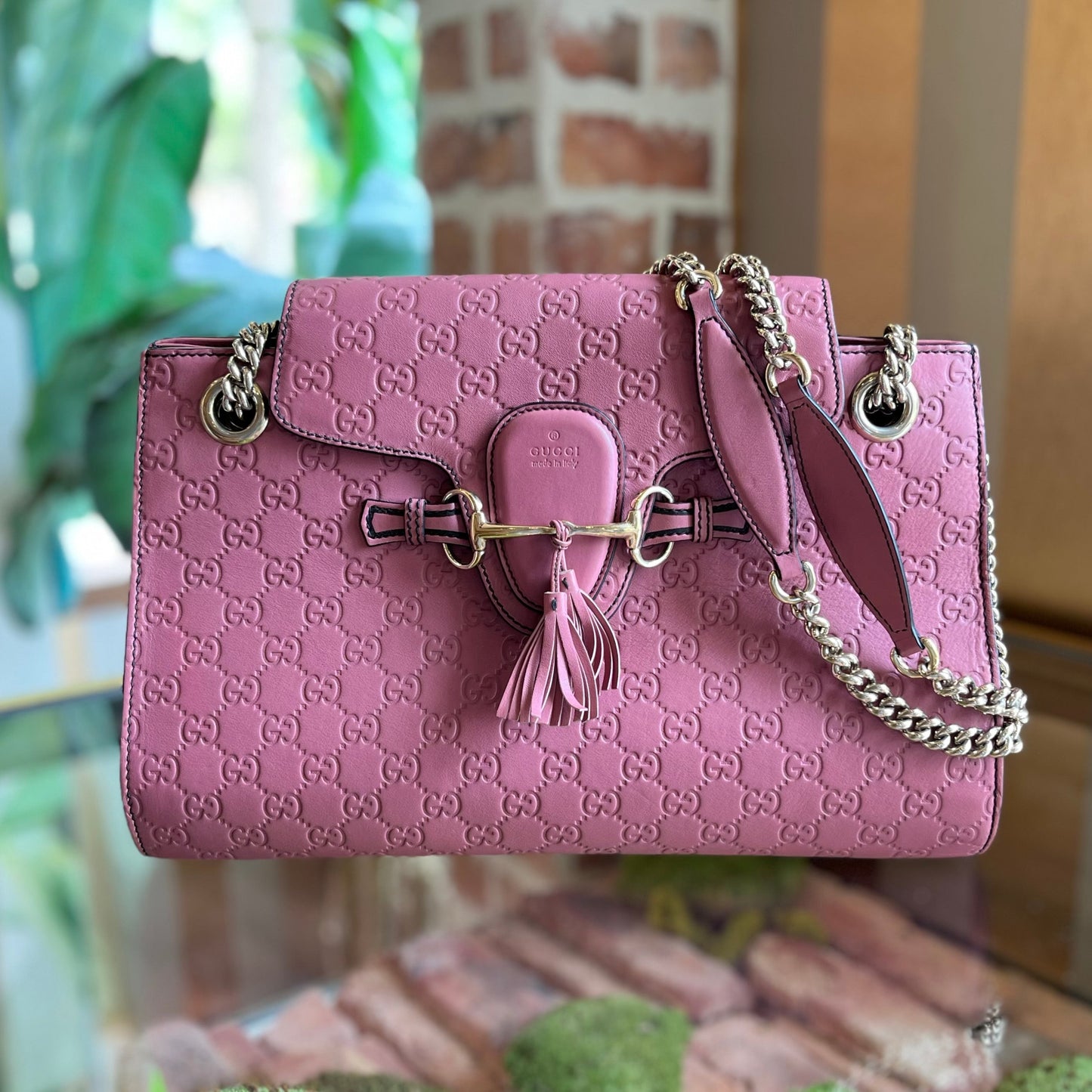 GUCCI Emily Chain Large Guccissima Leather Shoulder Bag