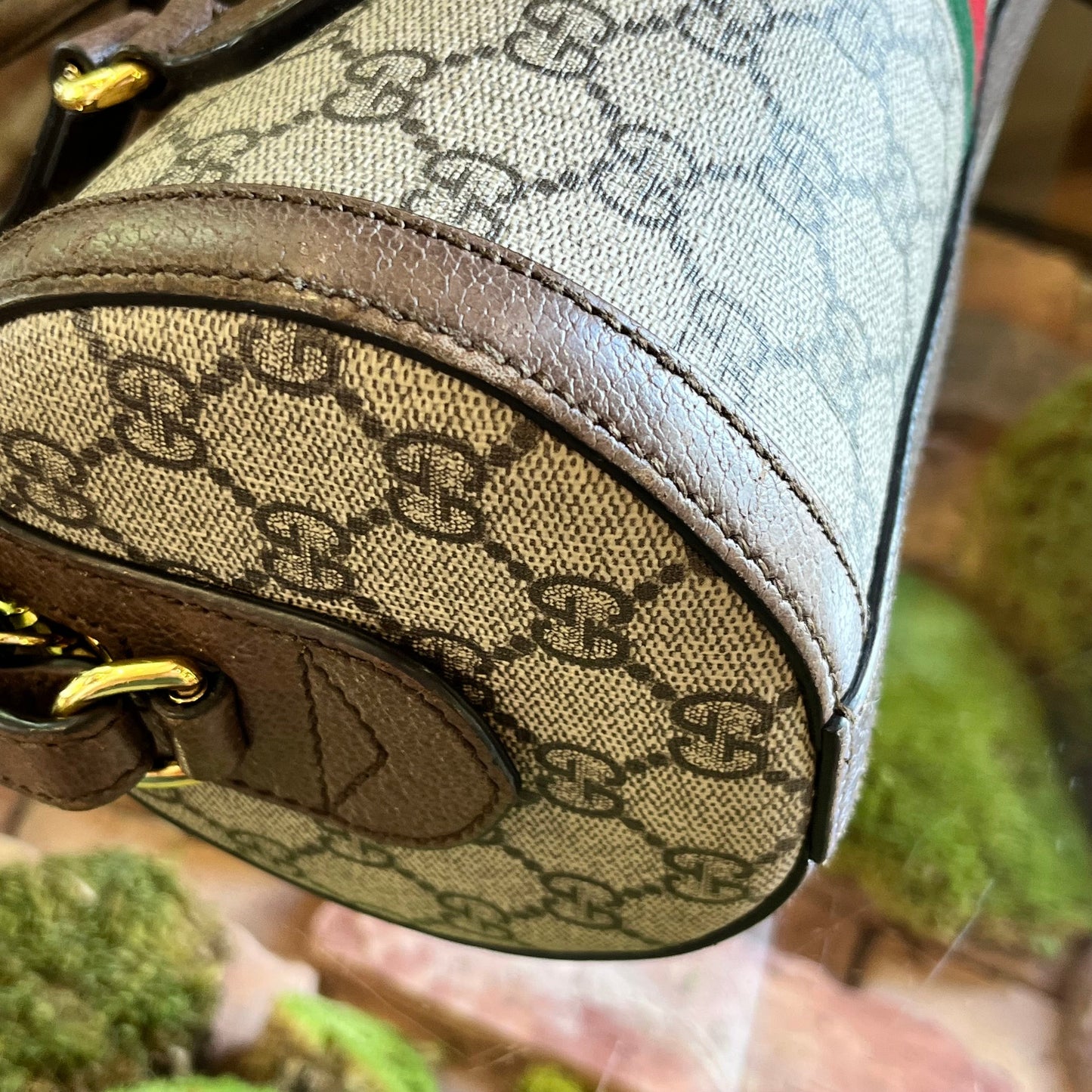 GUCCI Ophidia Boston GG Supreme Monogram Web Satchel