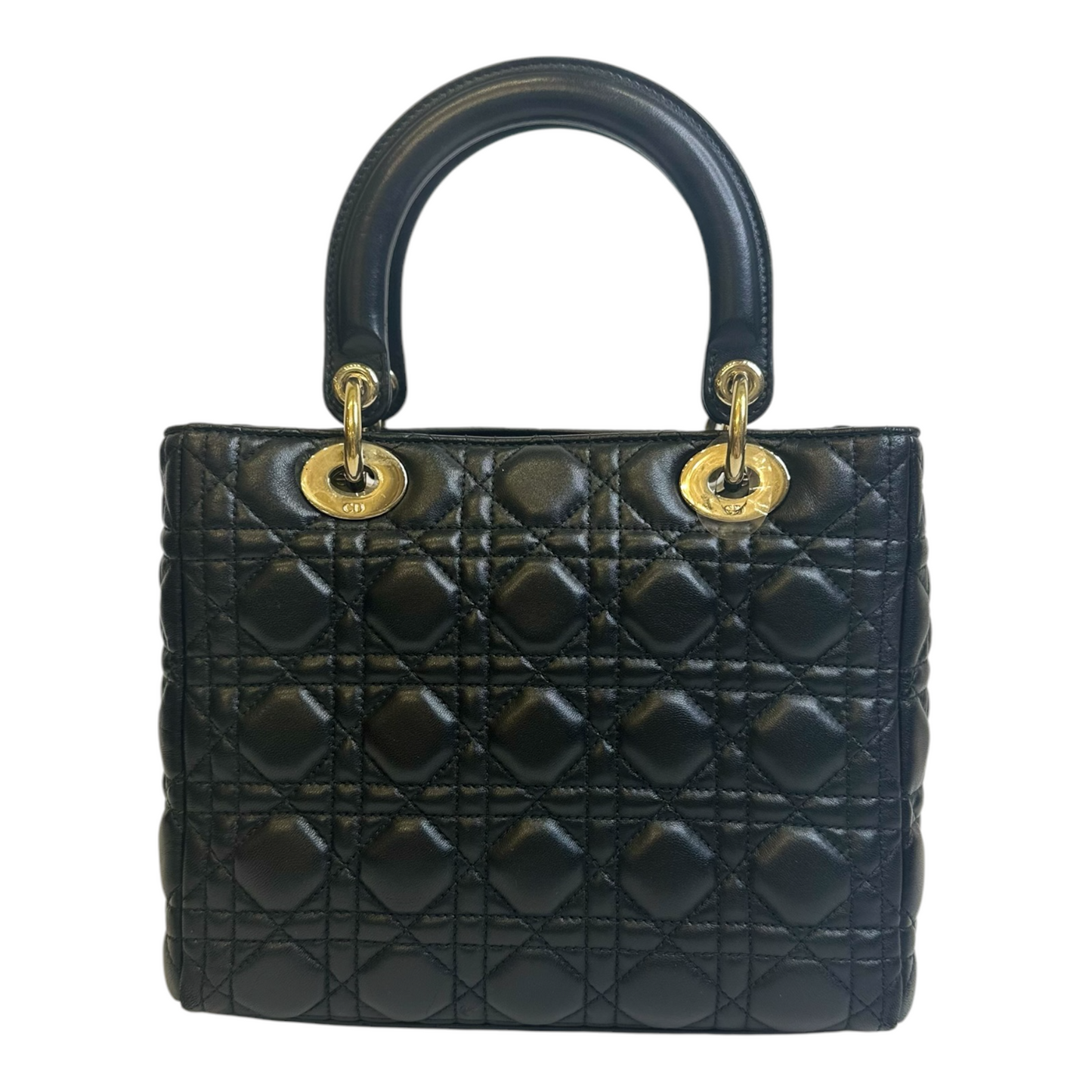 Christian Dior Lambskin Cannage Medium Lady Dior Black