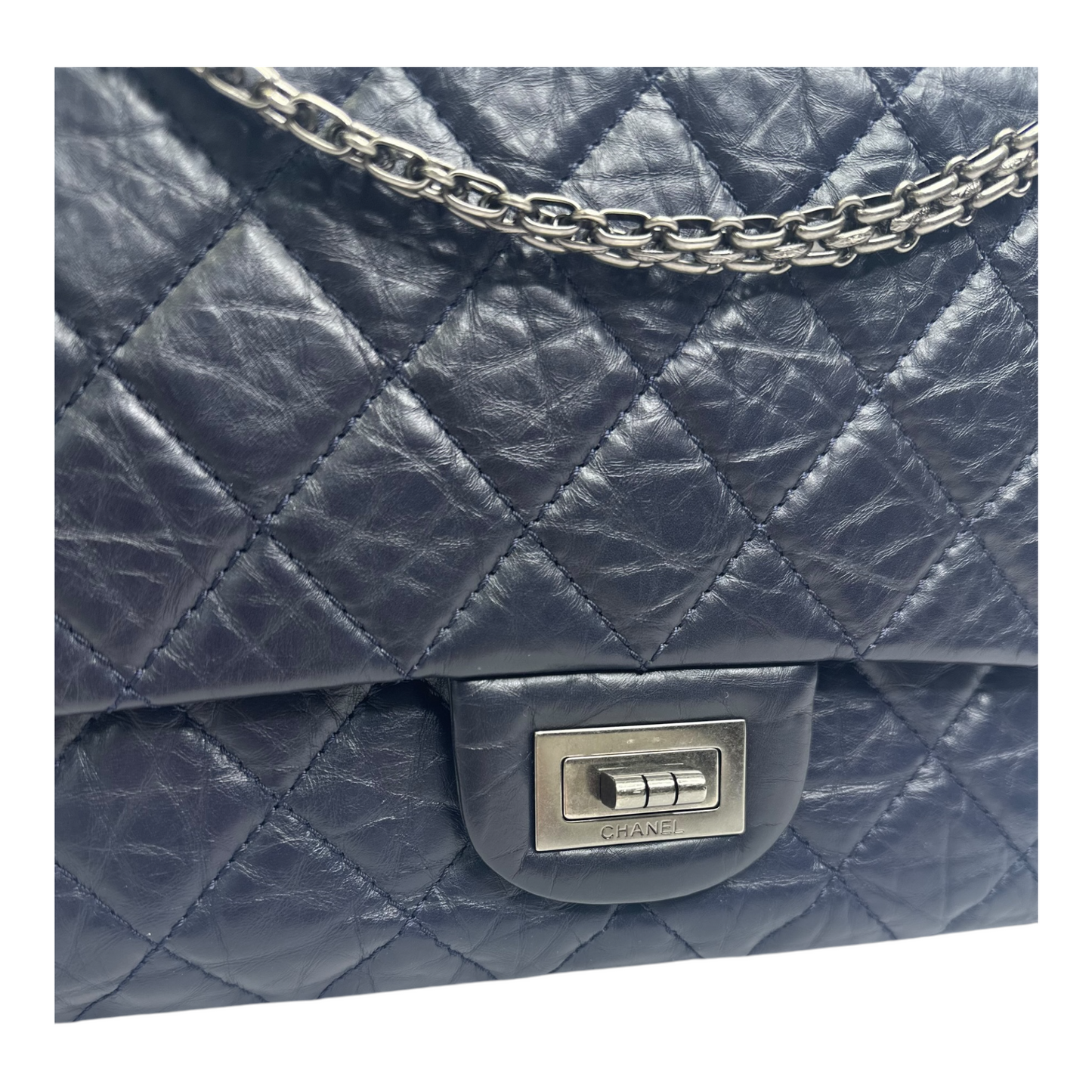Chanel Aged Calfskin Quilted 2.55 Reissue 227 Flap Dark Blue