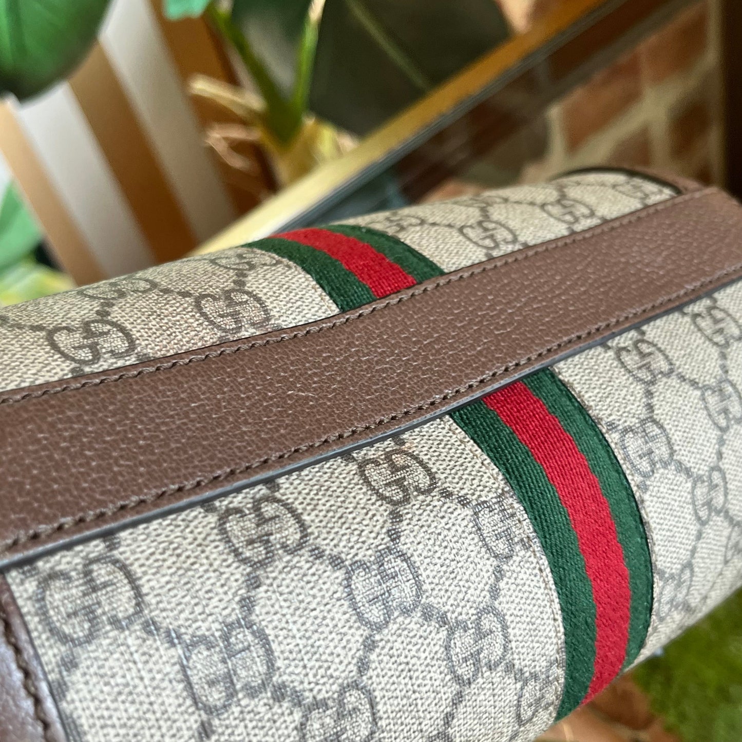 GUCCI Ophidia Boston GG Supreme Monogram Web Satchel