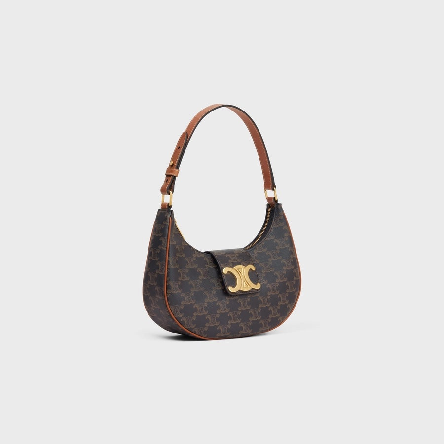 CÉLINE CALFSKIN & COATED CANVAS MEDIUM AVA TRIOMPH HOBO BAG
