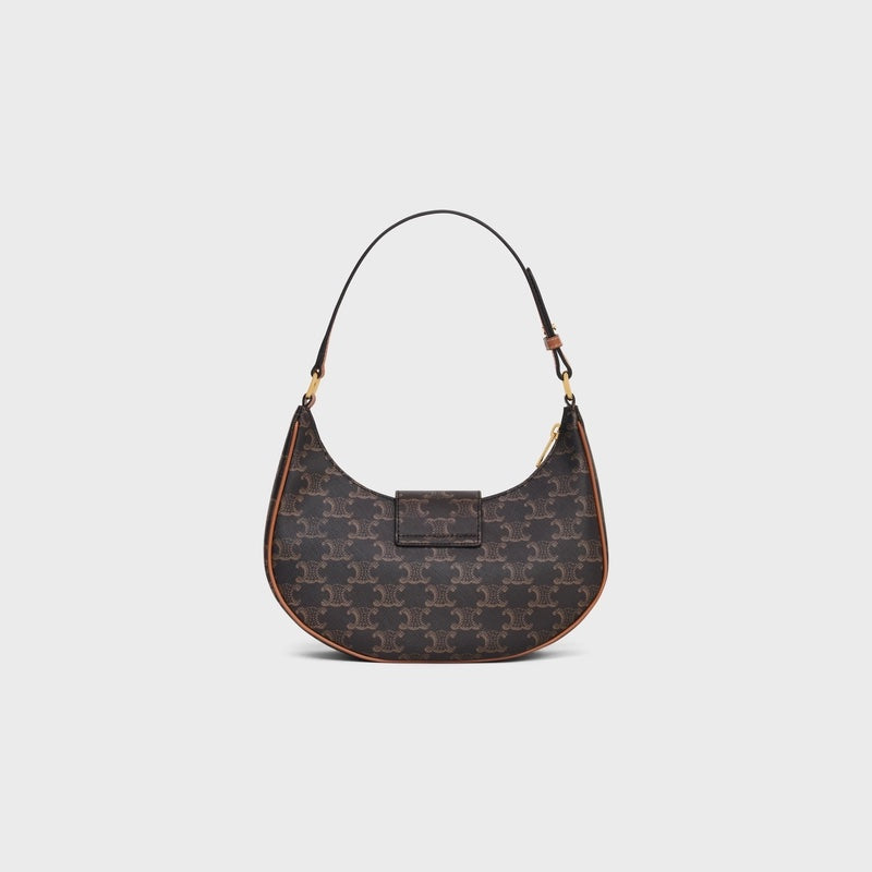 CÉLINE CALFSKIN & COATED CANVAS MEDIUM AVA TRIOMPH HOBO BAG