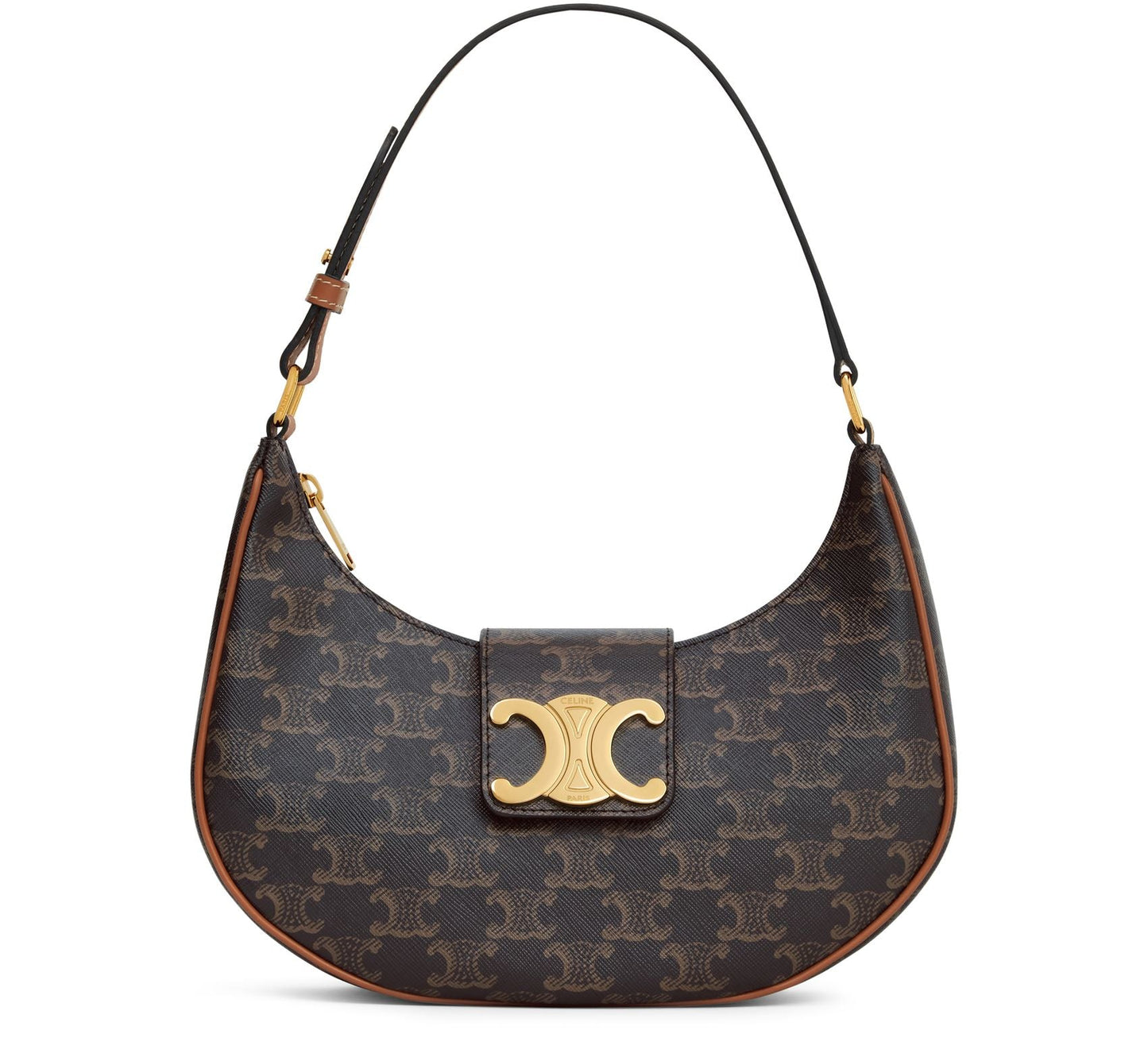CÉLINE CALFSKIN & COATED CANVAS MEDIUM AVA TRIOMPH HOBO BAG