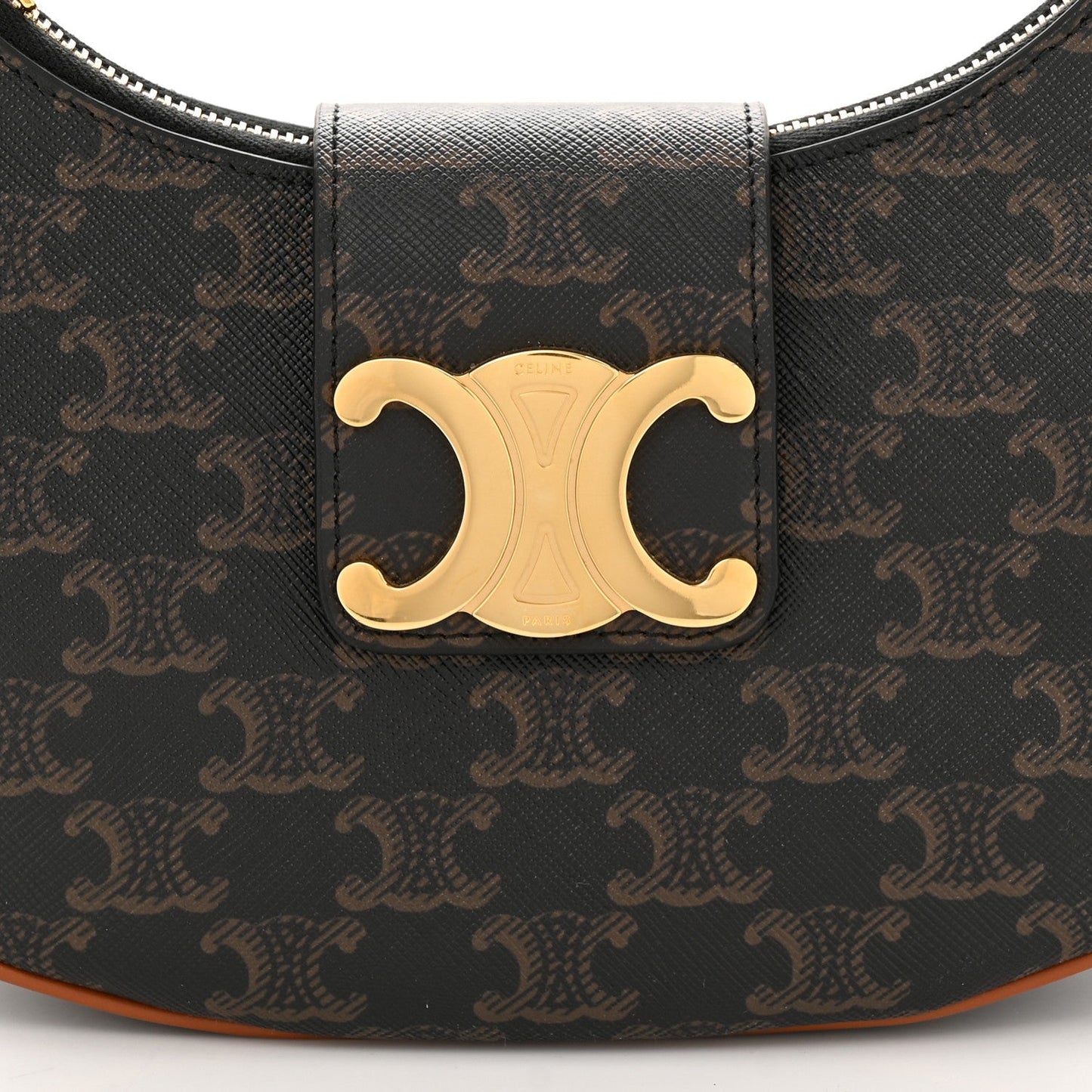CÉLINE CALFSKIN & COATED CANVAS MEDIUM AVA TRIOMPH HOBO BAG