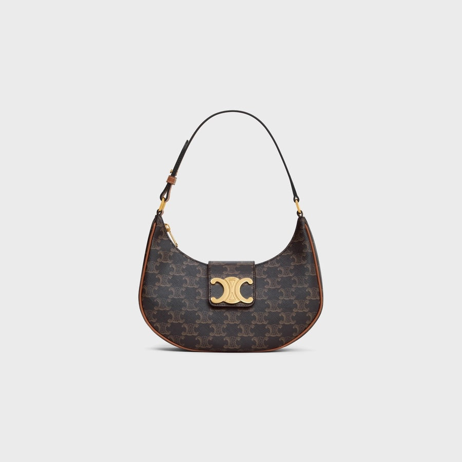 CÉLINE CALFSKIN & COATED CANVAS MEDIUM AVA TRIOMPH HOBO BAG