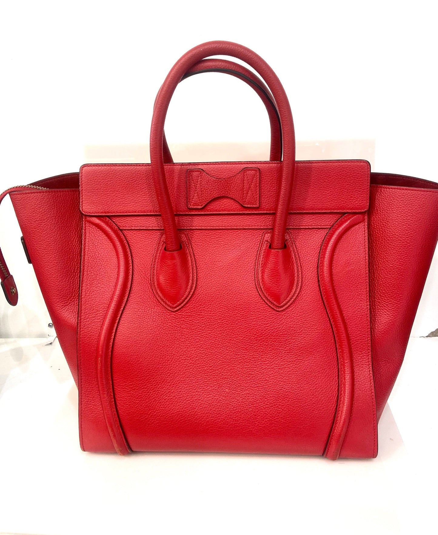 CÉLINE DRUMMED CALFSKIN LEATHER MICRO PHANTOM TOTE BAG
