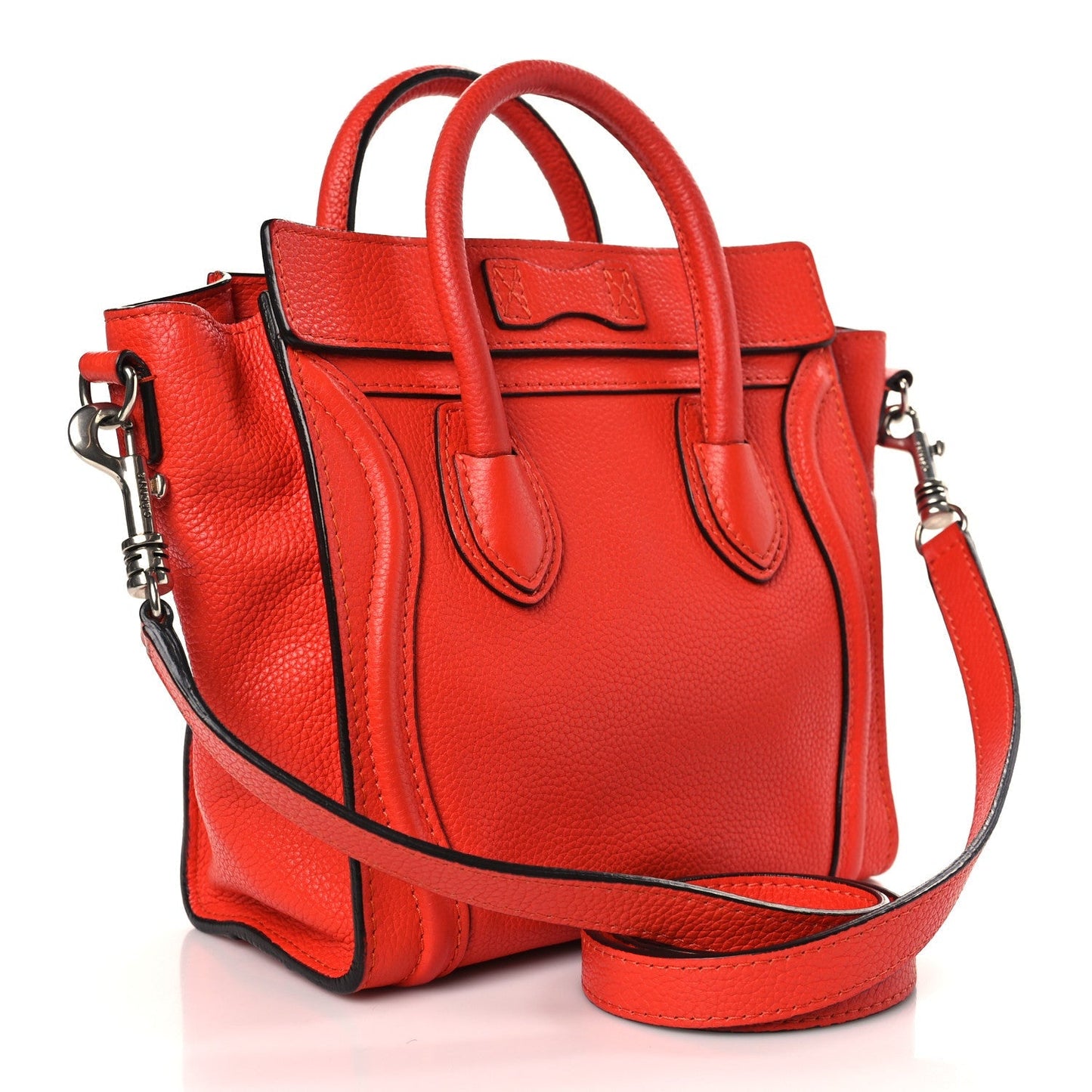 CÉLINE DRUMMED CALFSKIN LEATHER NANO LUGGAGE BAG