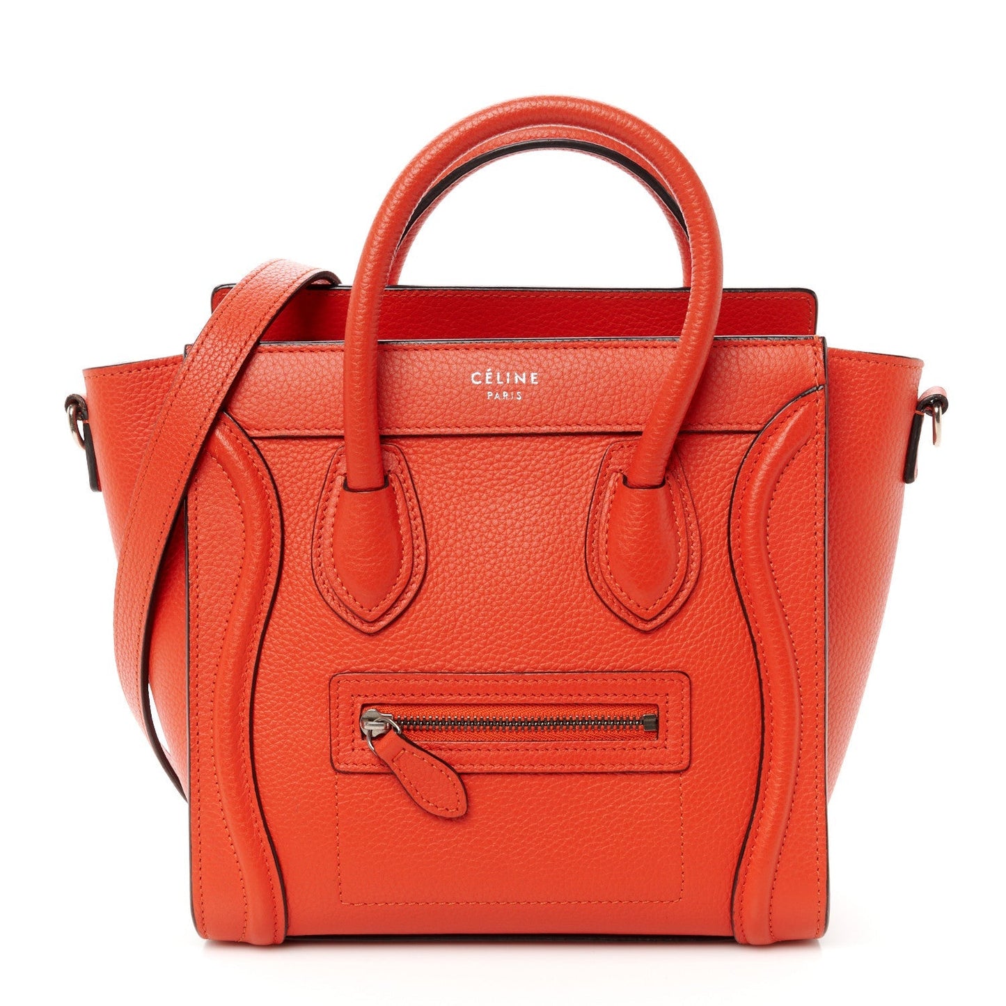 CÉLINE DRUMMED CALFSKIN LEATHER NANO LUGGAGE BAG