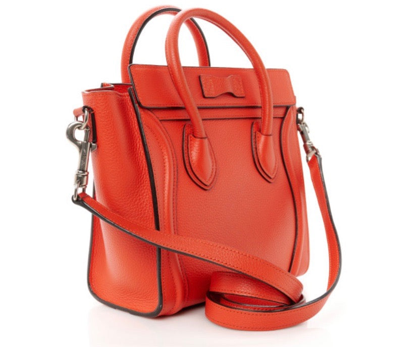 CÉLINE DRUMMED CALFSKIN LEATHER NANO LUGGAGE BAG