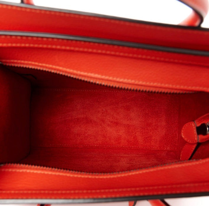 CÉLINE DRUMMED CALFSKIN LEATHER NANO LUGGAGE BAG