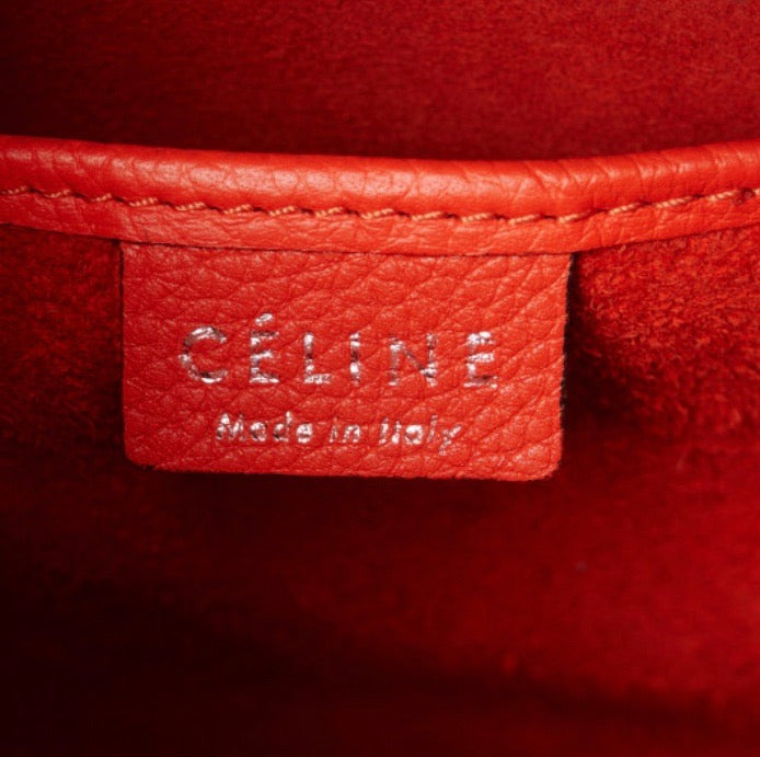 CÉLINE DRUMMED CALFSKIN LEATHER NANO LUGGAGE BAG