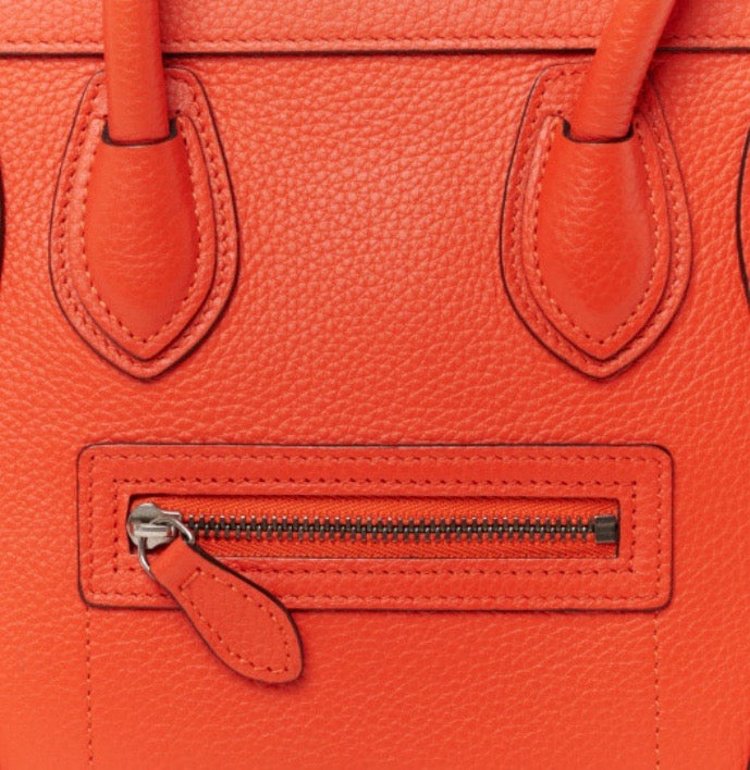 CÉLINE DRUMMED CALFSKIN LEATHER NANO LUGGAGE BAG