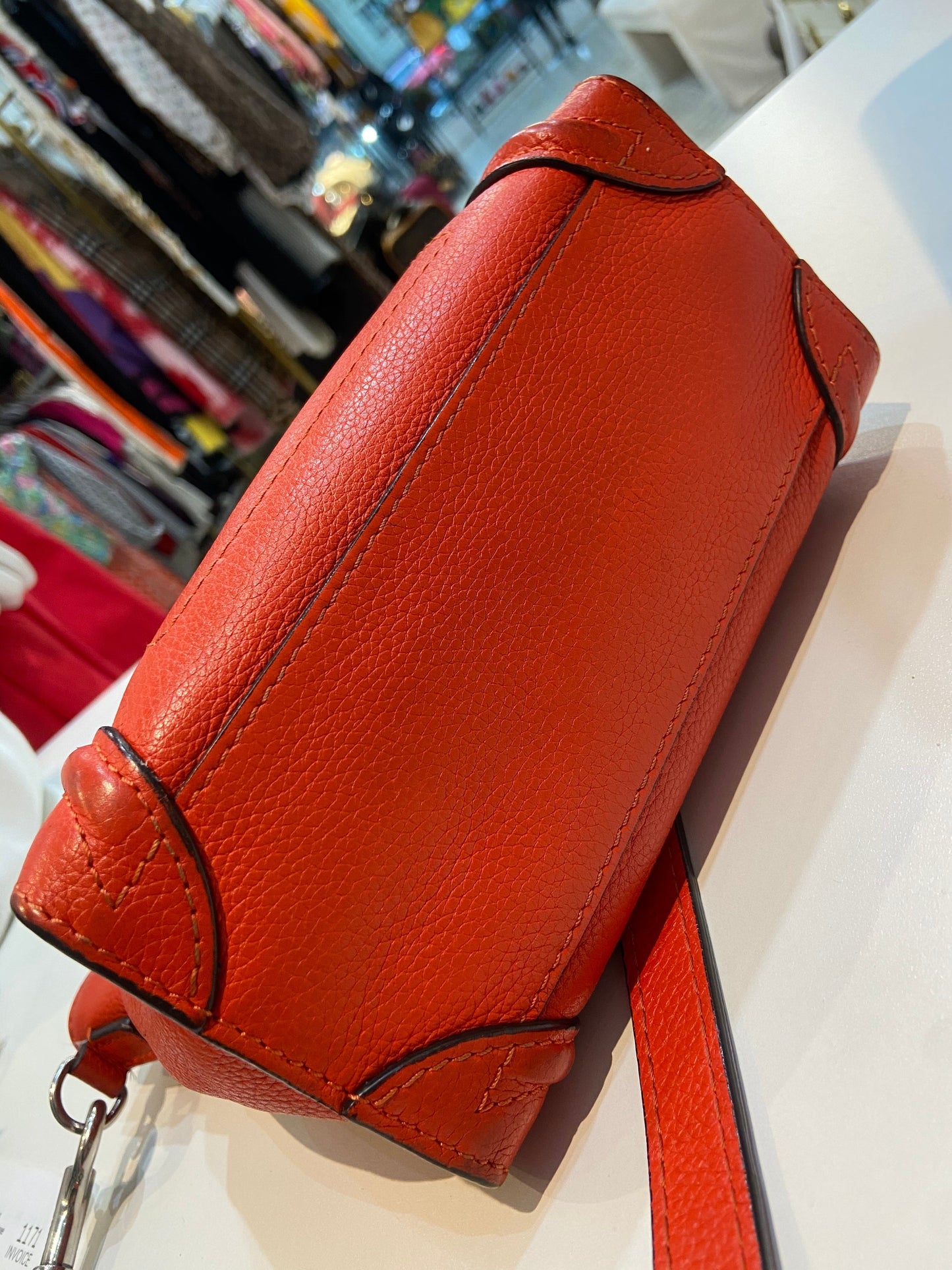CÉLINE DRUMMED CALFSKIN LEATHER NANO LUGGAGE BAG