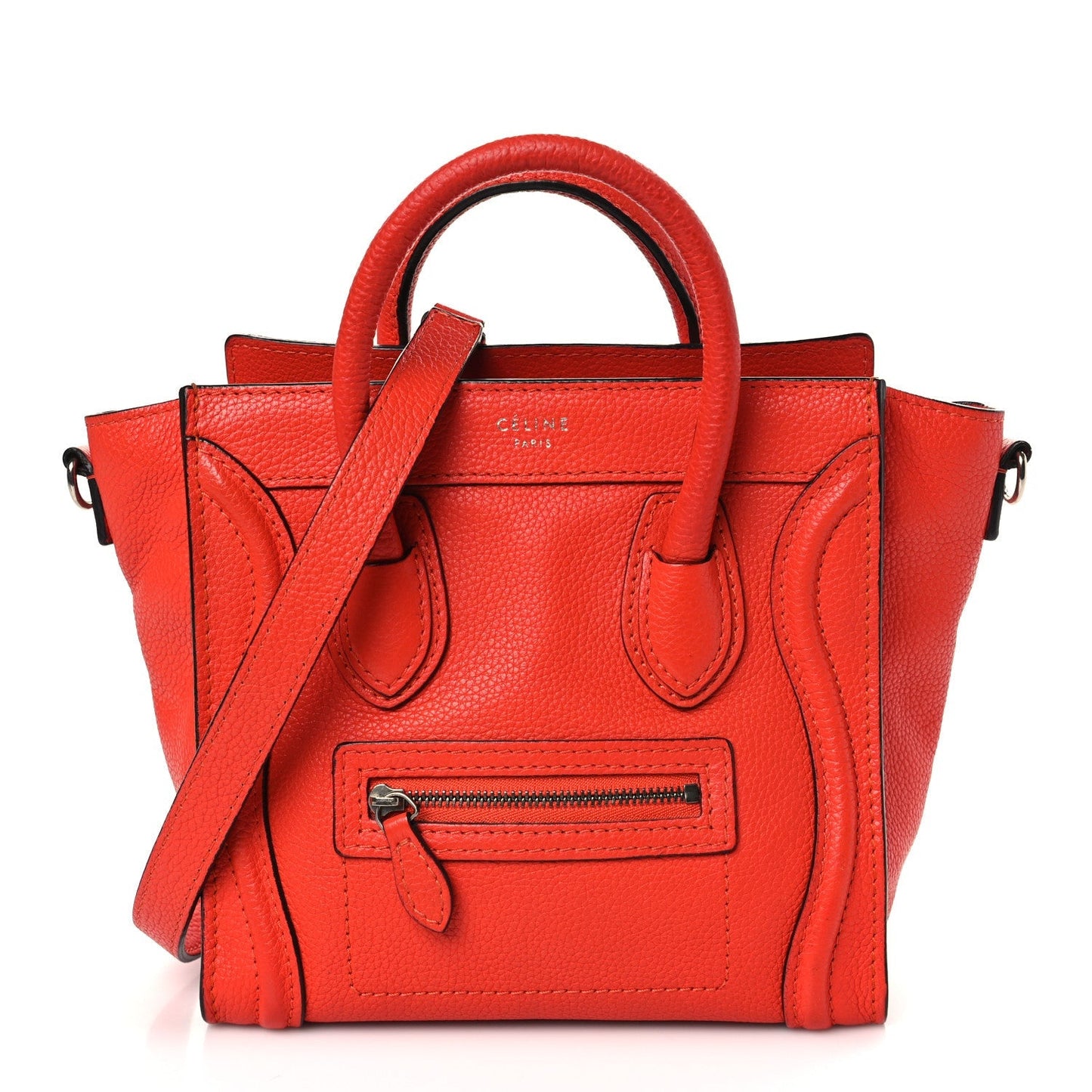 CÉLINE DRUMMED CALFSKIN LEATHER NANO LUGGAGE BAG