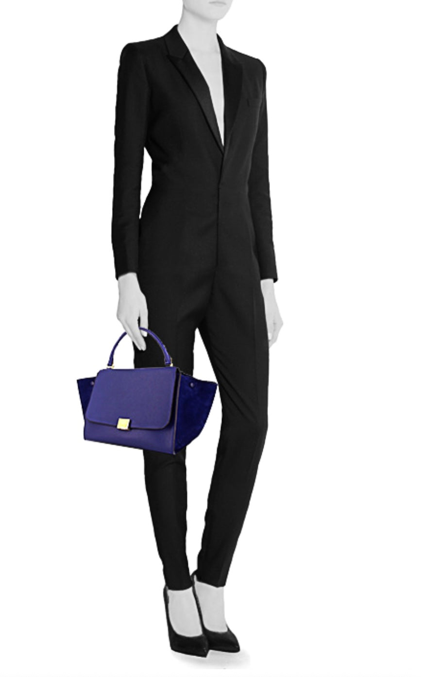 CÉLINE DRUMMED CALFSKIN SUEDE TRAPEZE MEDIUM SHOULDER BAG