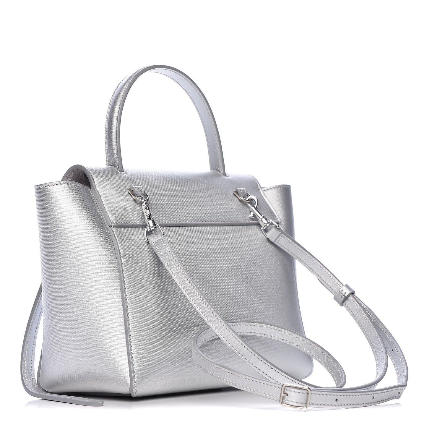 CÉLINE METALLIC SILVER LAMINATED CALFSKIN NANO BELT BAG