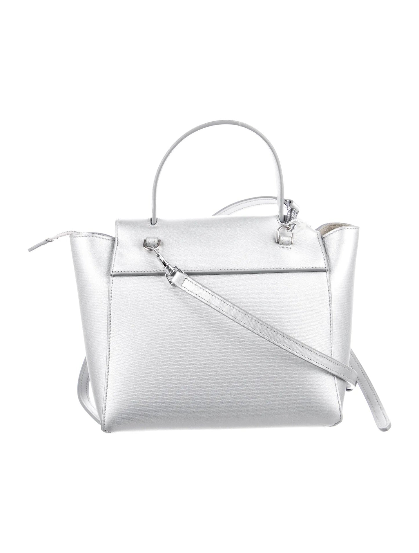 CÉLINE METALLIC SILVER LAMINATED CALFSKIN NANO BELT BAG
