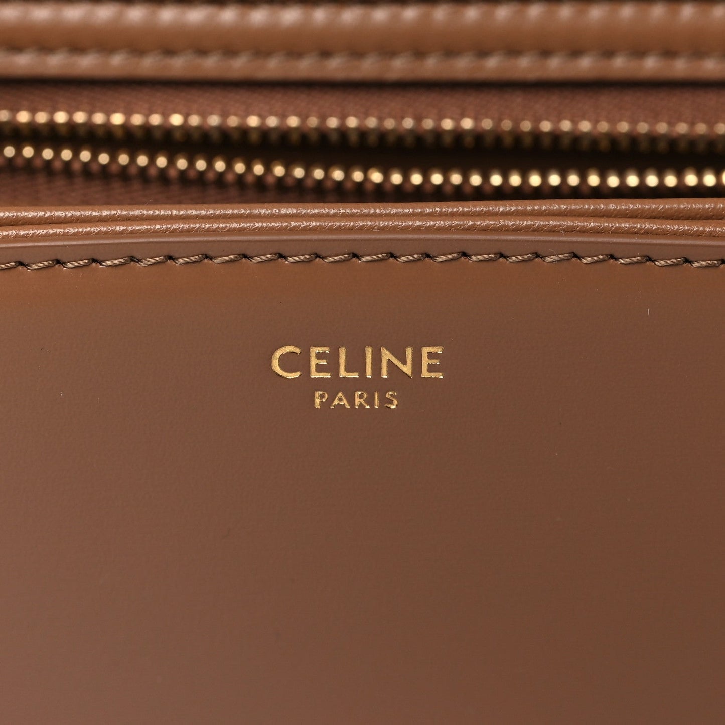 CÉLINE SHINY CALFSKIN LEATHER CALSSIQUE TRIOMPHE MEDIUM BAG-BRONZE