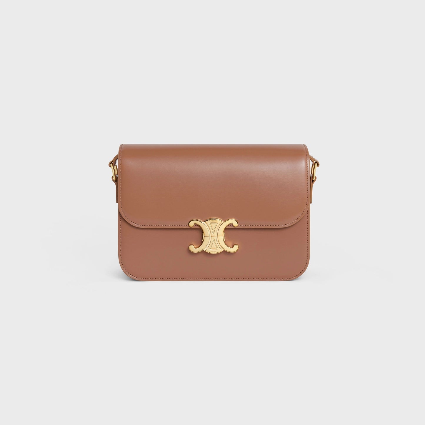 CÉLINE SHINY CALFSKIN LEATHER CALSSIQUE TRIOMPHE MEDIUM BAG-BRONZE