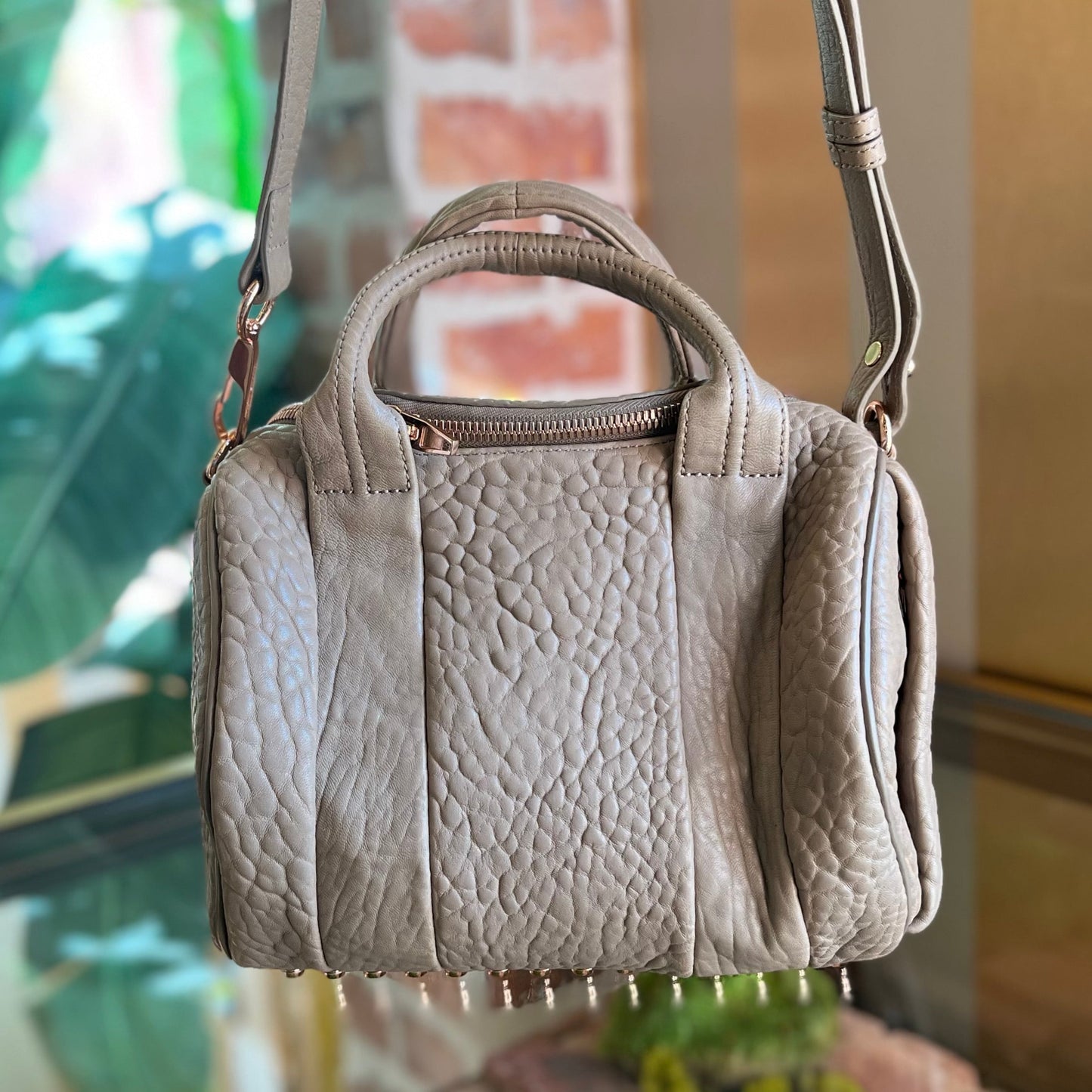 ALEXANDER WANG Rocco Pebbled Lambskin Satchel Bag TS3946