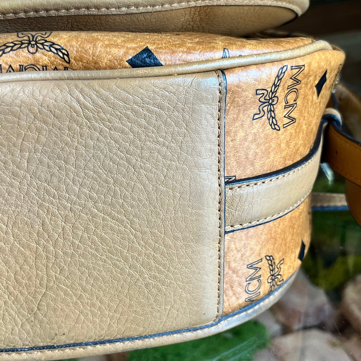 MCM Cognac Visetos Canvas Crossbody Bag