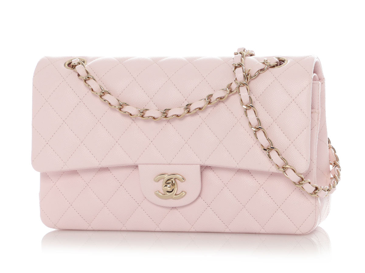 Chanel Medium/Large Light Pink Shiny Caviar Classic Double Flap