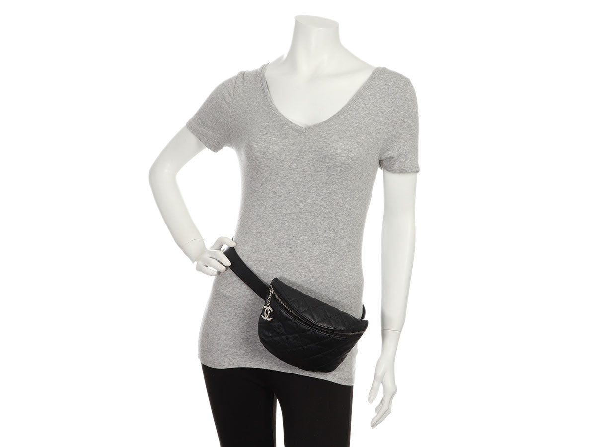 Chanel Black Quilted Caviar Uniform Waist Bag Â 