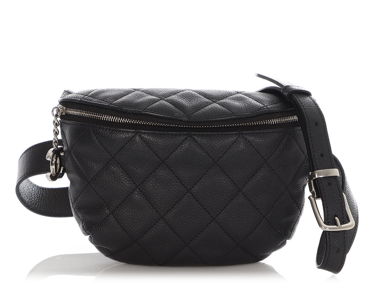 Chanel Black Quilted Caviar Uniform Waist Bag Â 