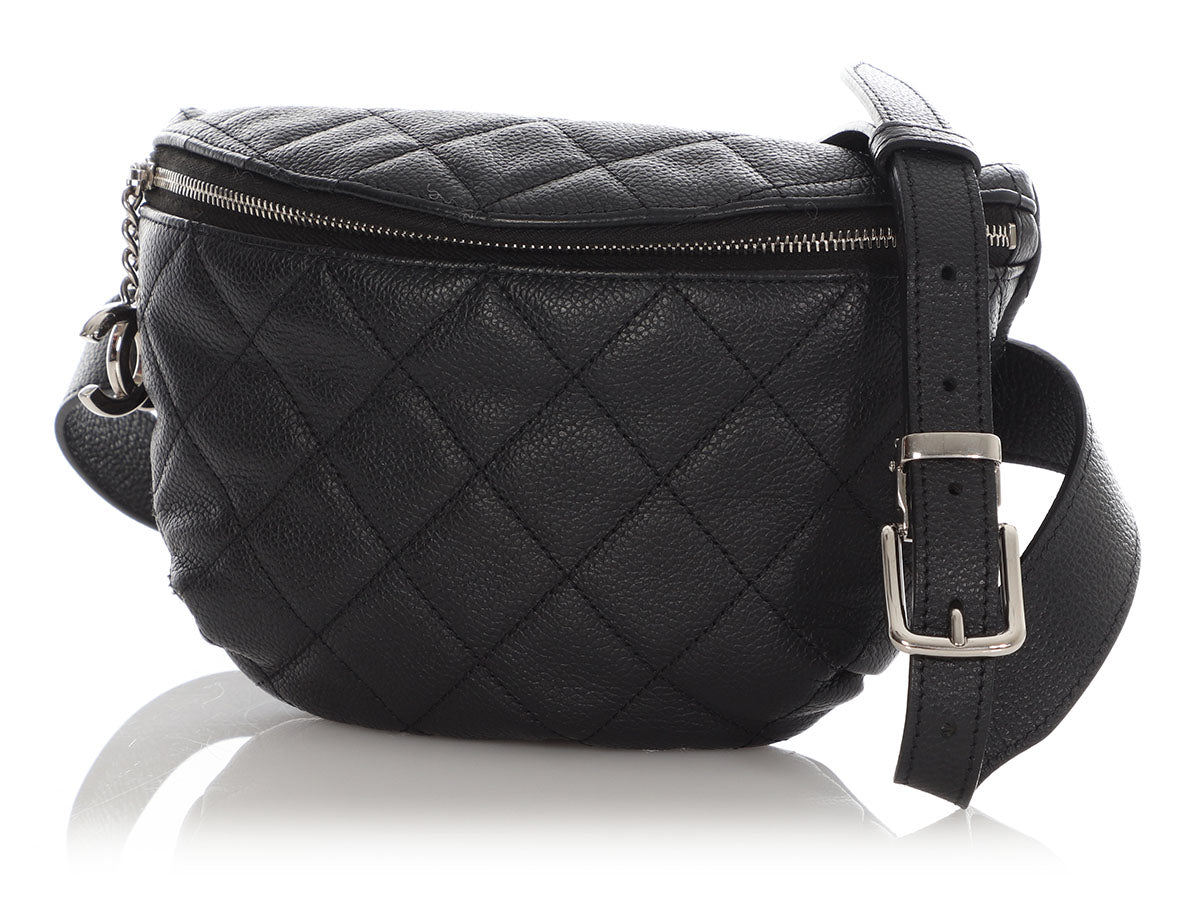 Chanel Black Quilted Caviar Uniform Waist Bag Â 