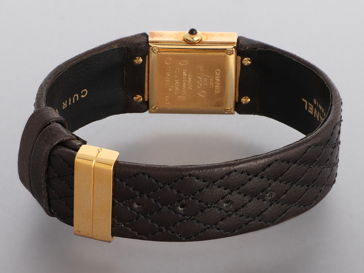 Chanel 18K Yellow Gold Brown MatelassÃ© Leather Watch 19mm