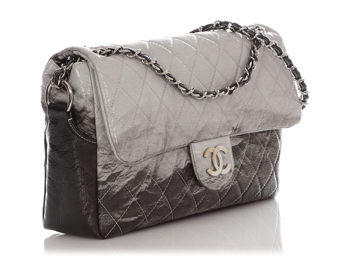Chanel Black Quilted Vinyl Melrose DÃ©gradÃ© Flap
