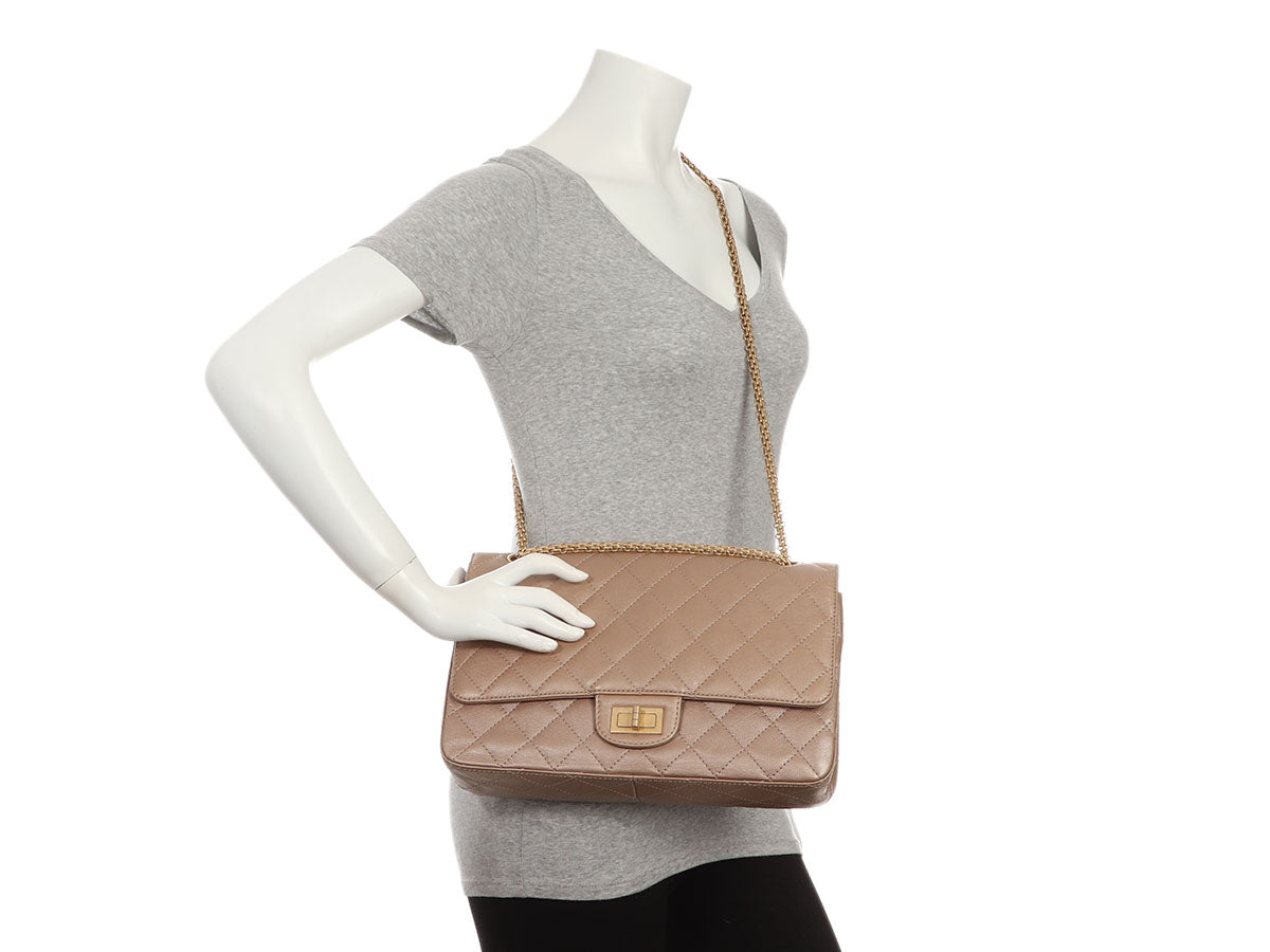 Chanel Metallic Dark Gold Quilted Aged Calfskin 2.55 Reissue 227