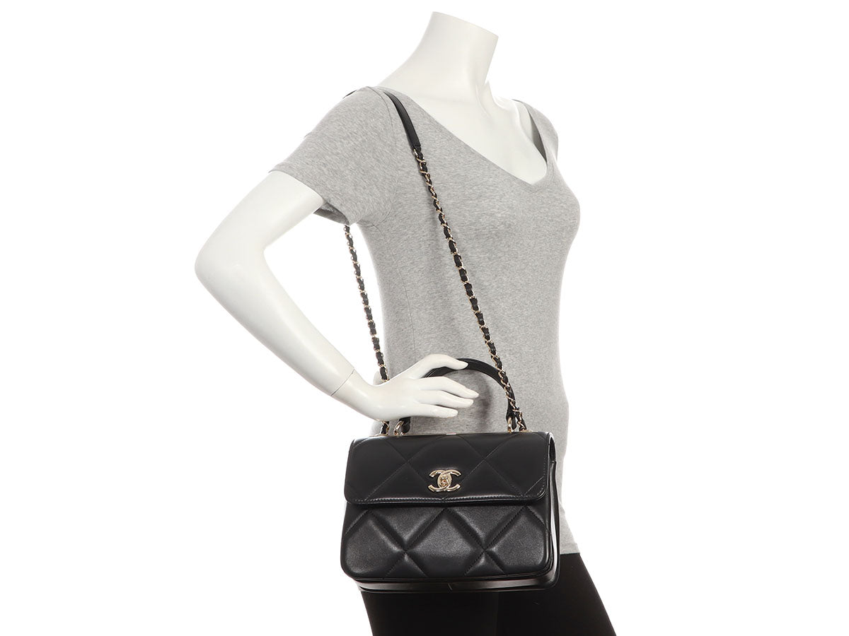Chanel Small Black Quilted Lambskin Trendy CC Flap