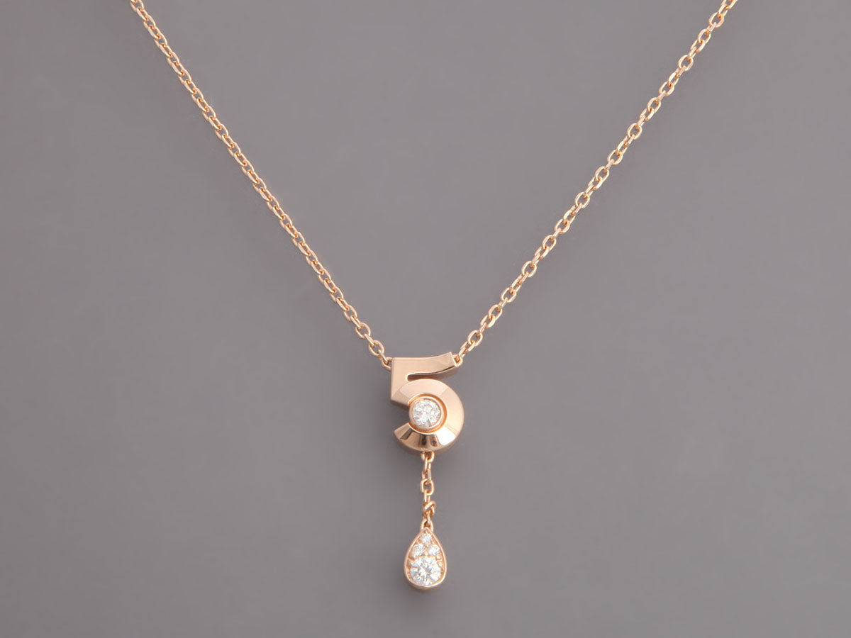 Chanel Small 18K Beige Gold Diamond NÂ°5 Necklace