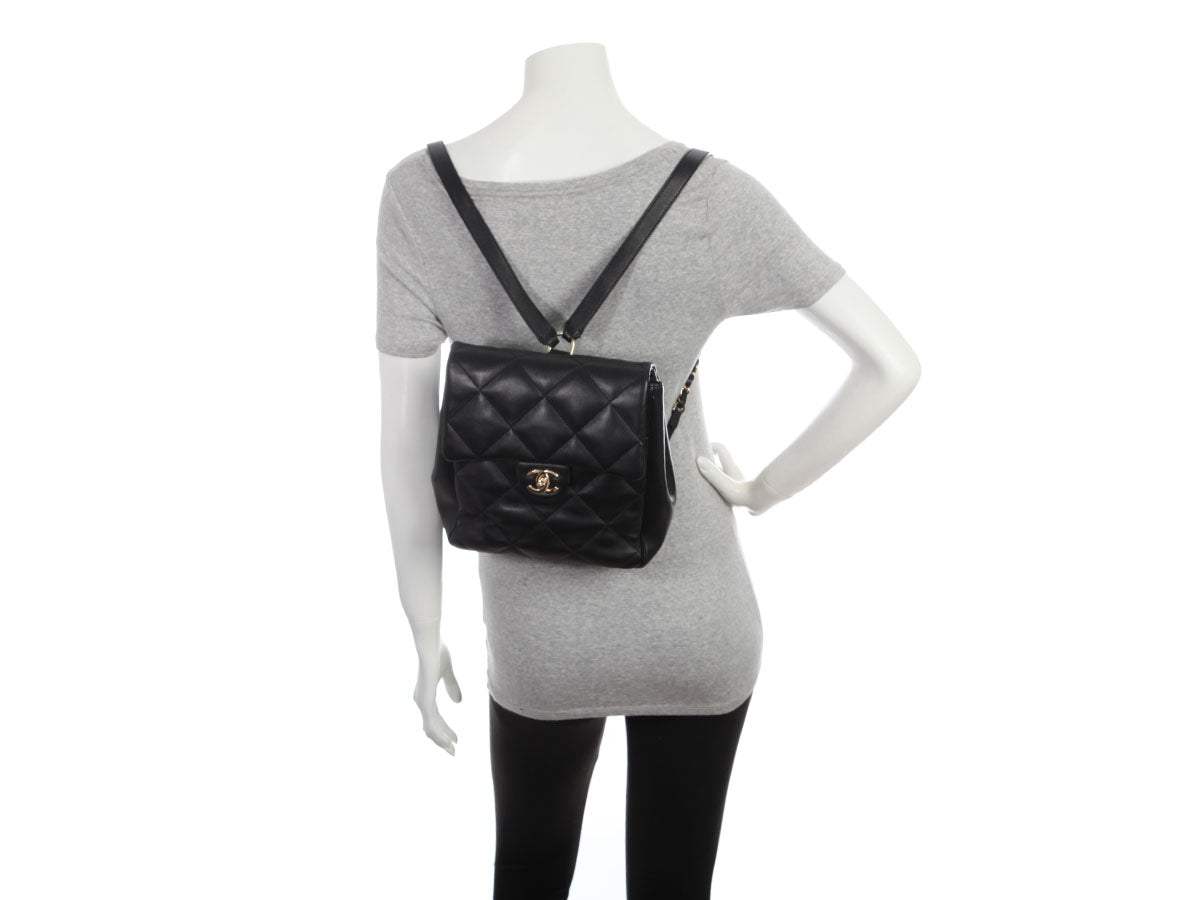 Chanel Small Black Quilted Calfskin Backpack
