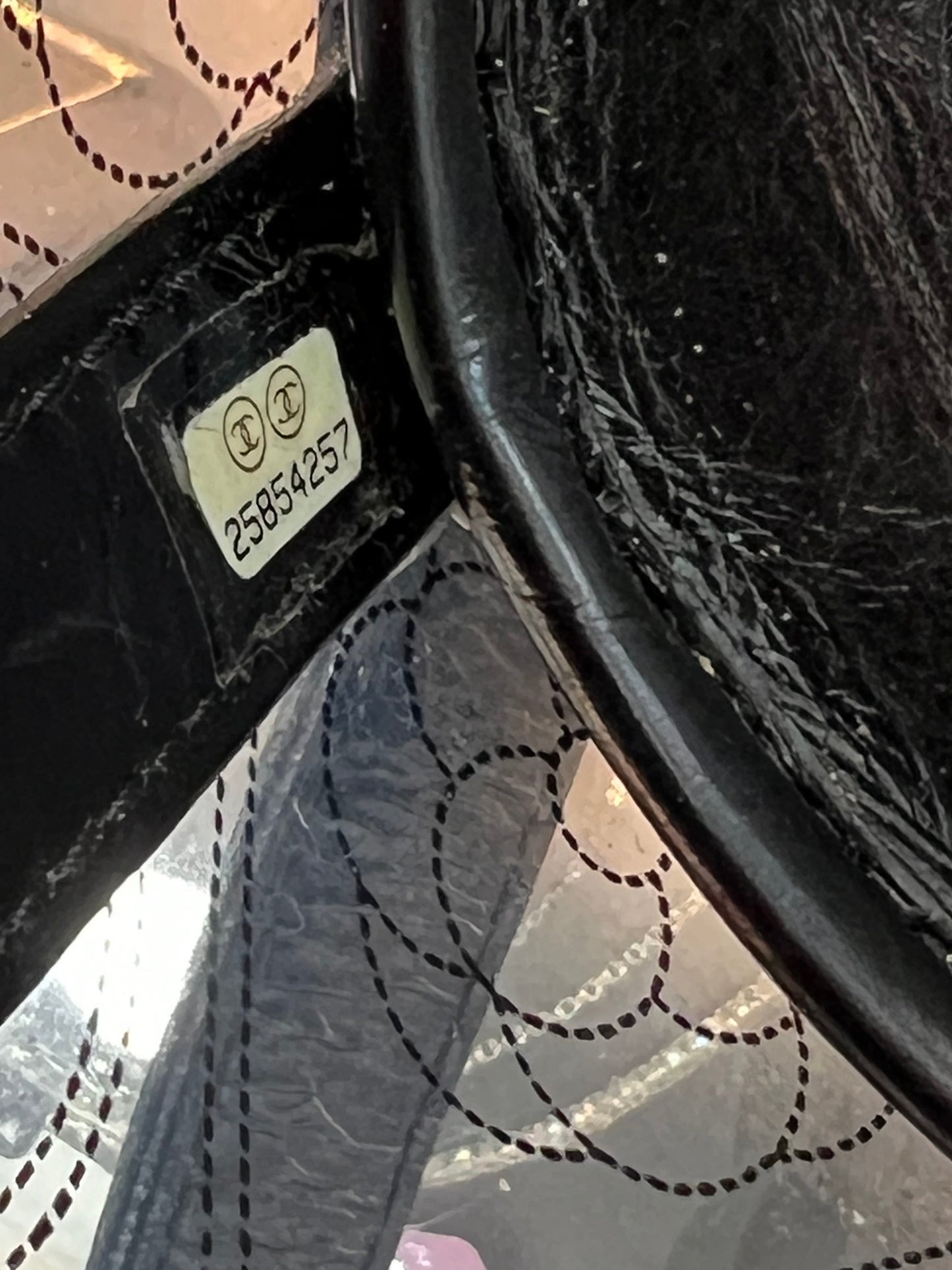 CHANEL CRUMPLED CALFSKIN PVC CAMELLIA BUCKET BAG