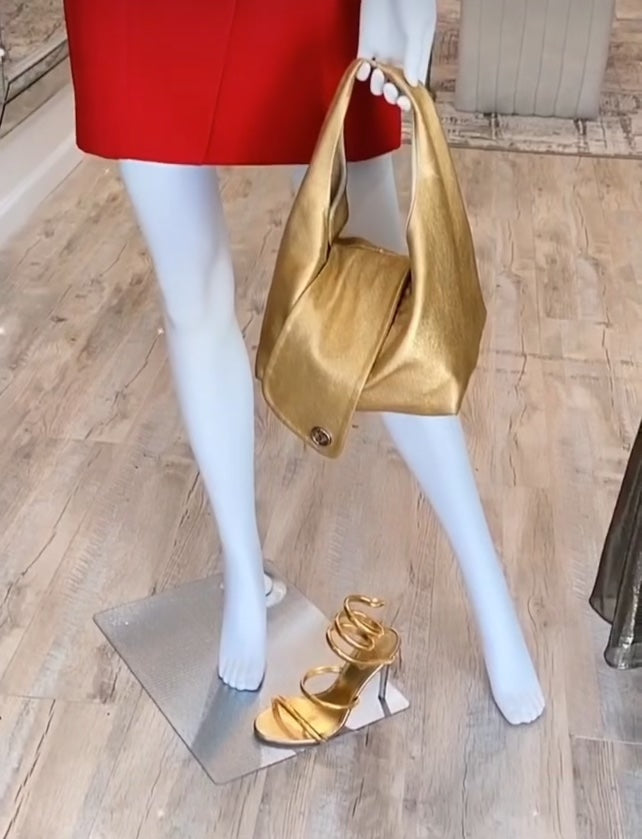 CHANEL CC METALLIC GOLD LAMBSKIN LEATHER HOBO BAG