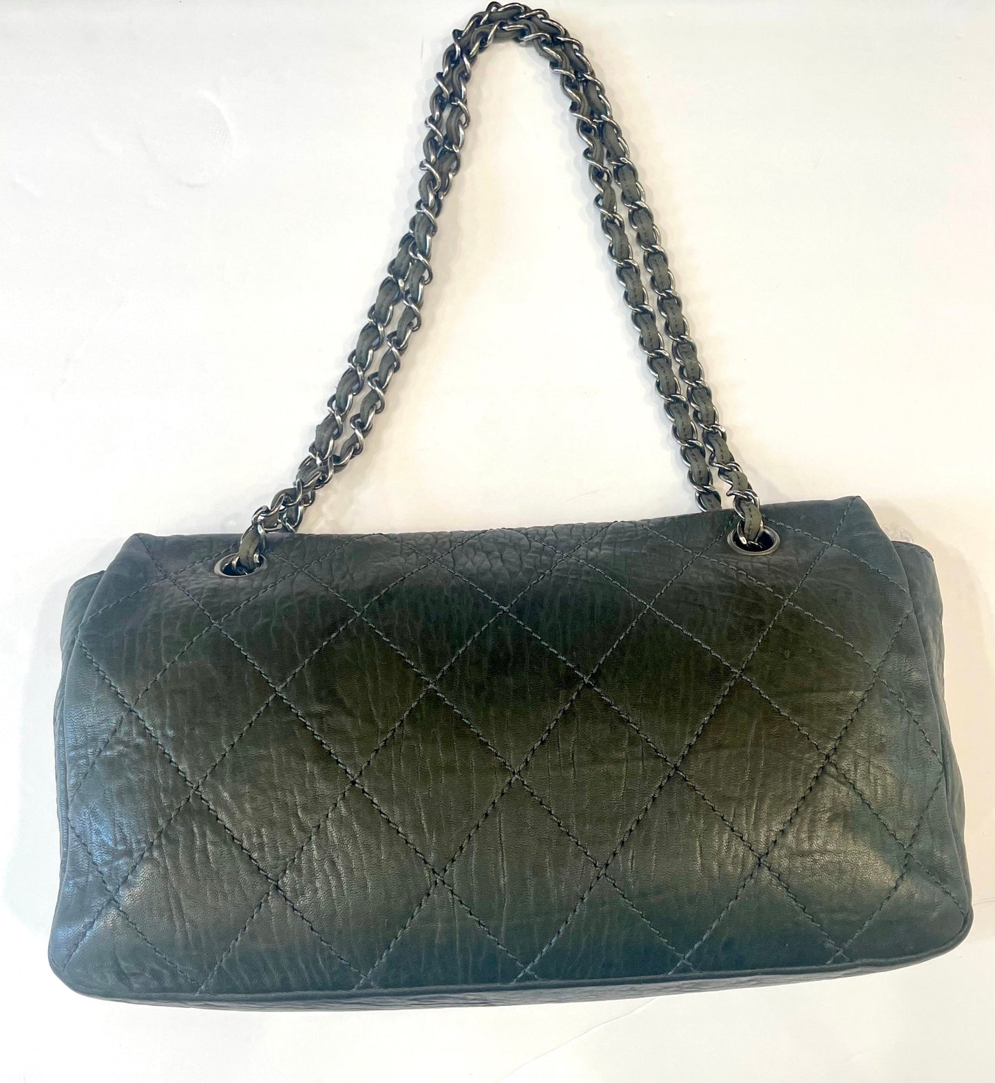 CHANEL VINTAGE CAVIAR CRUMPLED LEATHER MED CC CRAVE FLAP BAG