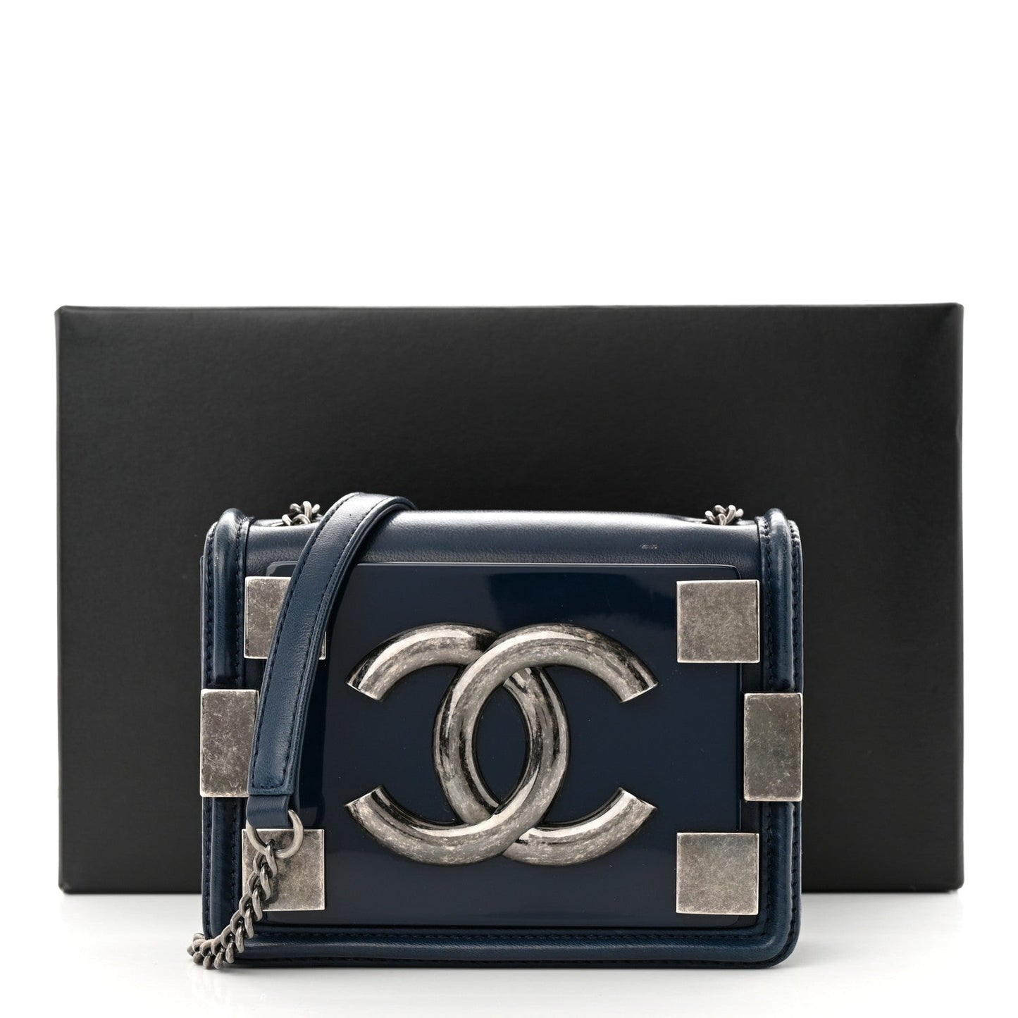 CHANEL CC LEGO BOY BRICK LAMBSKIN & PLEXIGLASS SHOULDER BAG