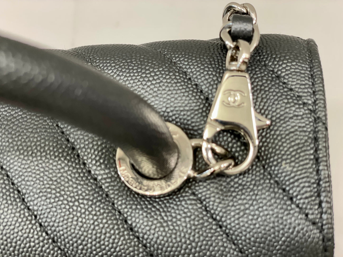CHANEL CAVIAR METALLIC GRAPHITE MEDIUM COCO HANDBAG