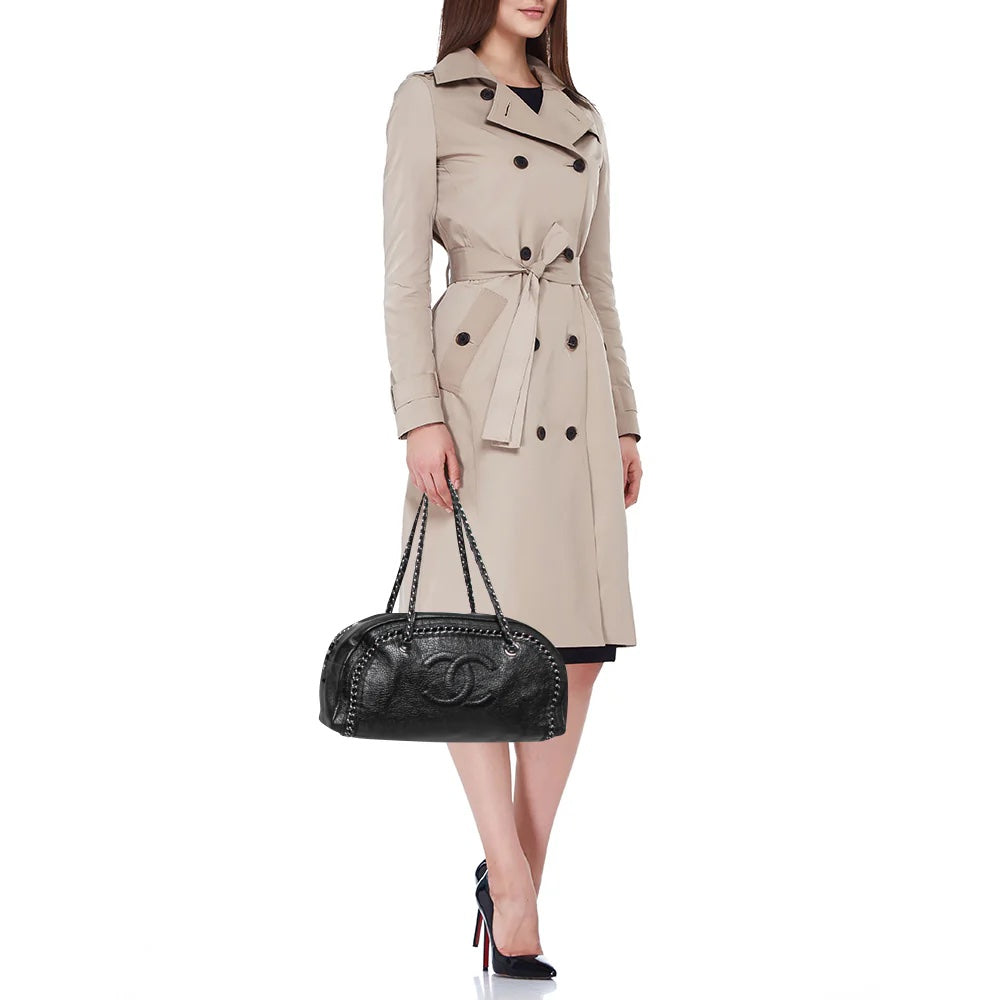 CHANEL CALFSKIN CHAIN TRIM LUXE LIGNE MEDIUM BOWLER BAG