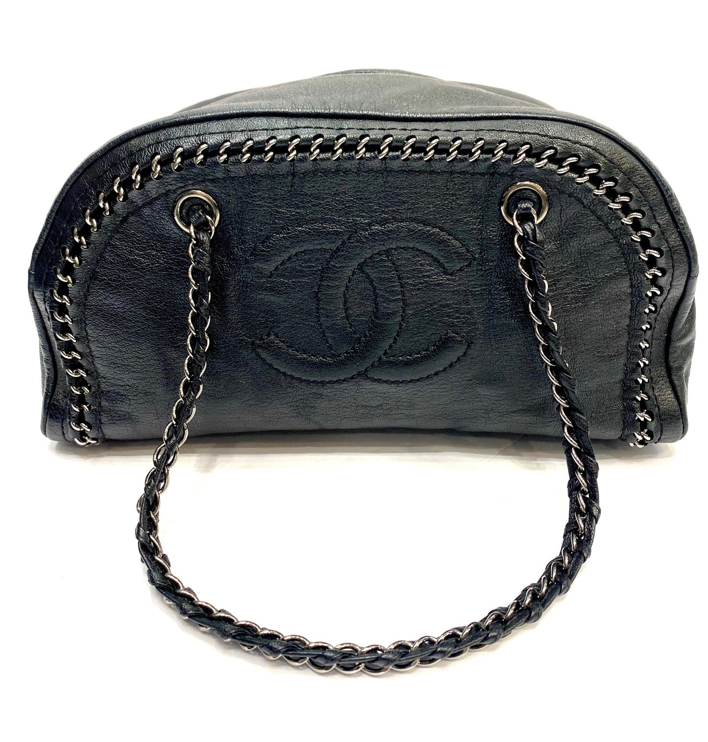 CHANEL CALFSKIN CHAIN TRIM LUXE LIGNE MEDIUM BOWLER BAG