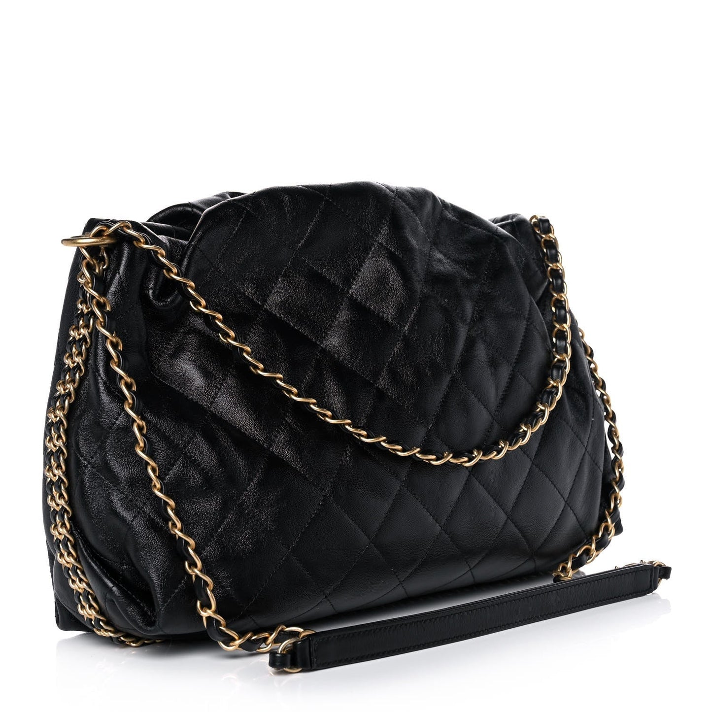 CHANEL QUILTED CALFSKIN DOUBLE CHAIN COCO SHELTER HOBO BAG