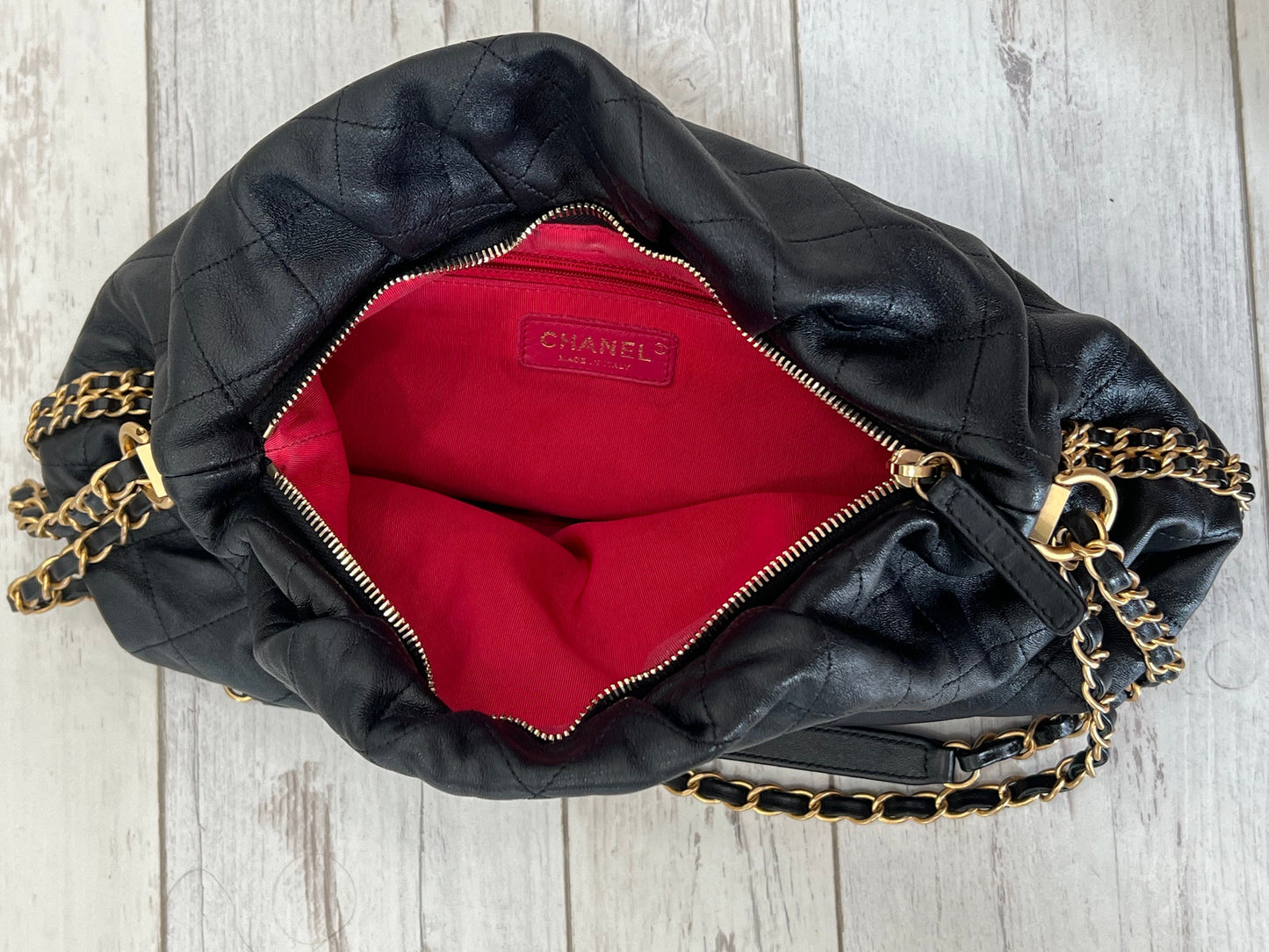 CHANEL QUILTED CALFSKIN DOUBLE CHAIN COCO SHELTER HOBO BAG