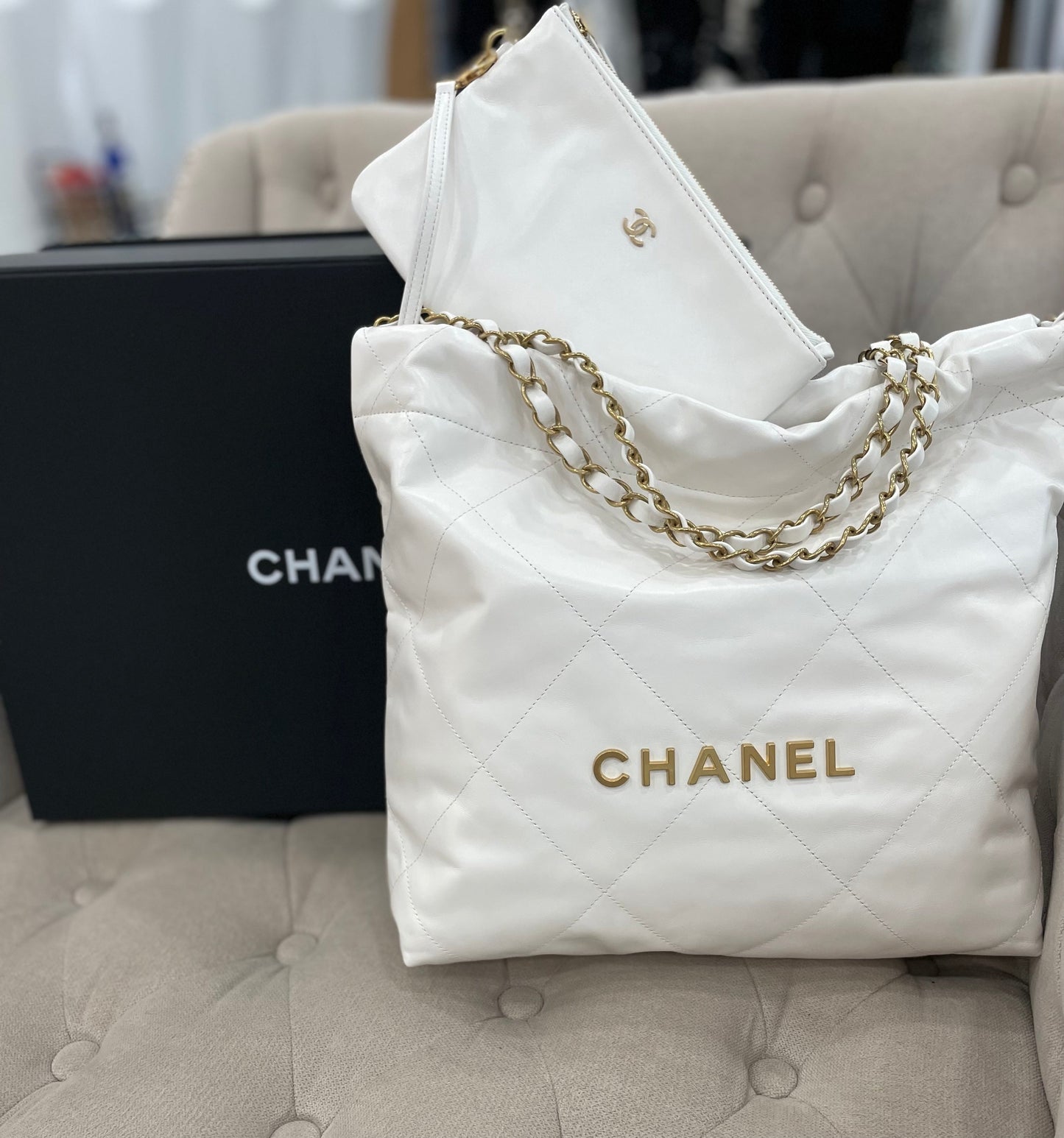CHANEL CALFSKIN QUILTED SMALL CHANEL 22 HOBO BAG