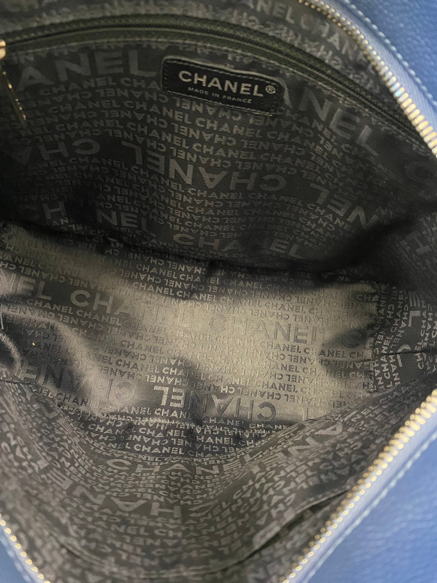 CHANEL QUILTED CANVAS CAVIAR TASSEL TOTE BAG