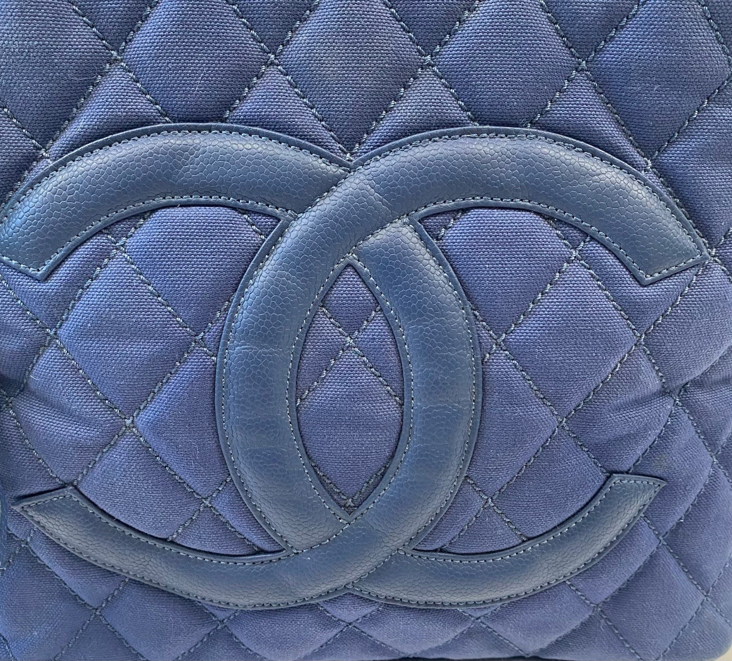 CHANEL QUILTED CANVAS CAVIAR TASSEL TOTE BAG