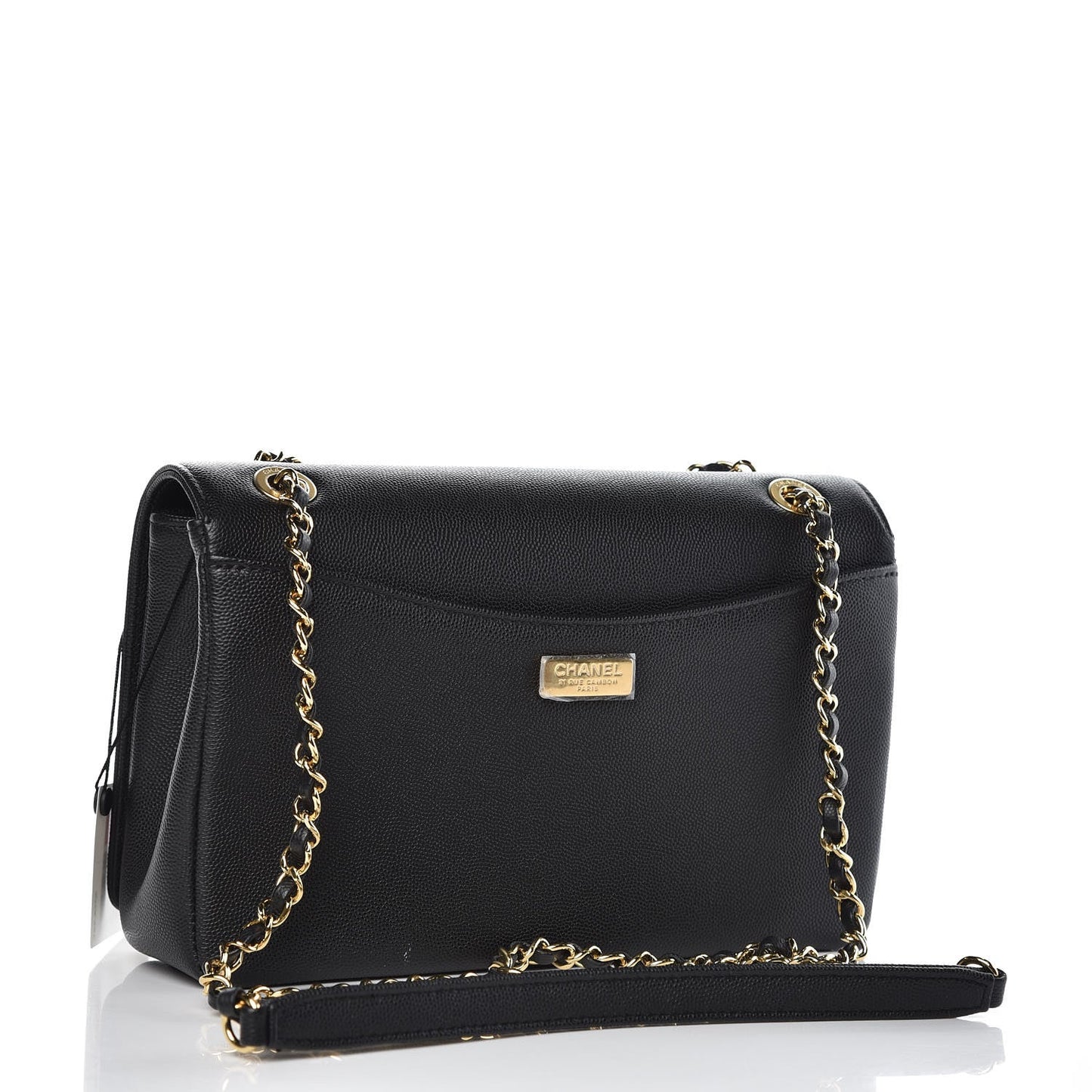 CHANEL MEDIUM CAPTAIN GOLD EMBROIDERED CAVIAR FLAP BAG